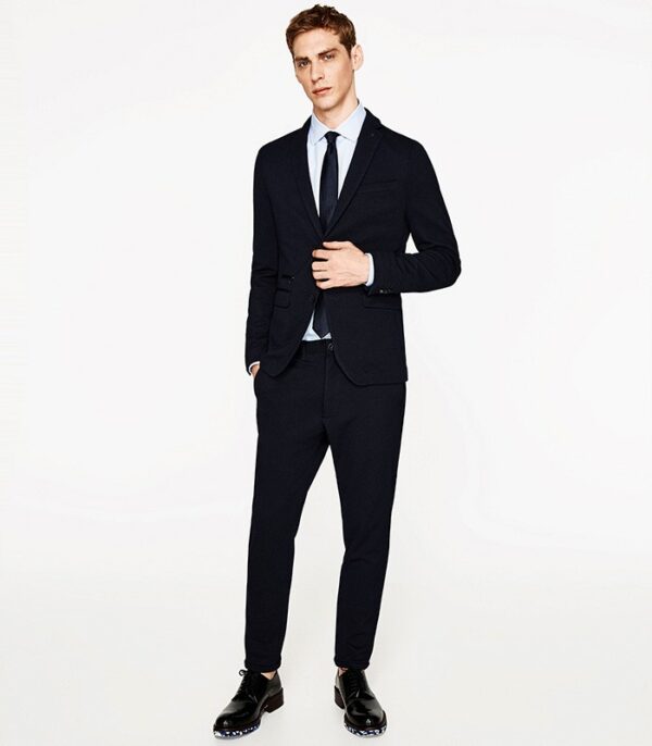 Men's Fitted Rich Boss Jet Black Corporate Suit